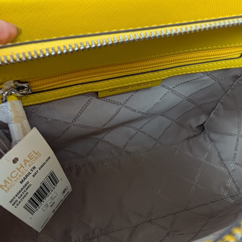 Michael Kors Marilyn Medium Saffiano Leather Woven Sides Purse Satchel Tote NWT - Picture 14 of 17